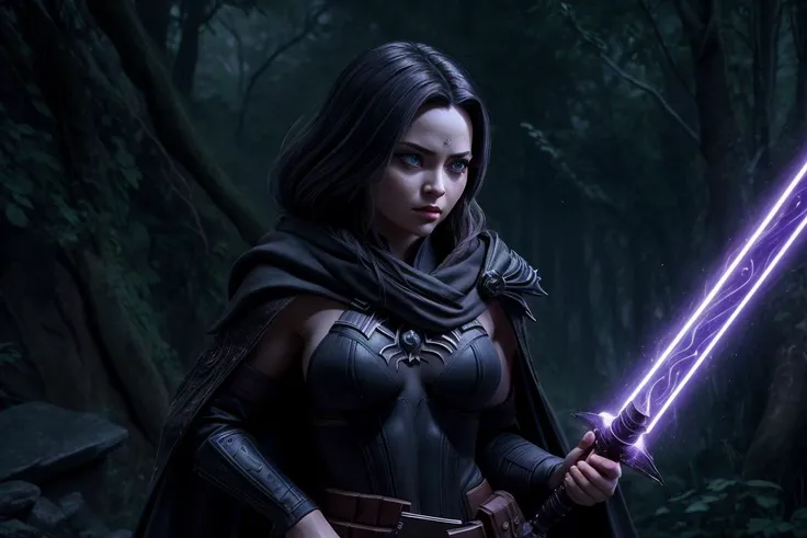 ((art by Karol Bak )) was-senua as ((small breasts, young girl , slender body, )) (( Seraphina "Starshadow" Darkfire (Sith Sorceress): Seraphina Darkfire, known as "Starshadow" among the Sith Sorceresses, has a commanding and manipulative presence. Her shoulder-length silver-streaked black hair cascades like stardust, adding an aura of grandeur to her appearance. Her piercing blue eyes, gleaming with malevolence, mirror the dark power and knowledge she wields in the ways of Sith sorcery. Seraphina's Sith Sorceress robes, adorned with ancient symbols of forbidden knowledge, symbolize her status as a master of the arcane arts. At her side, she carries a red-bladed lightsaber and a Sith holocron, tools of both combat and dark rituals. As she delves into the depths of the dark side's mysteries, Seraphina becomes a celestial conjurer, her every move harnessing the forces of the dark side to bend the galaxy to her will. )) , she Shield Pose: Holding a symbolic shield in front, at the ready. and she is Grumpy - A grouchy expression with furrowed brows. , perfect body proportions, realistic skin details BREAK, ultrasharp, ultradetailed, perfect quality, masterpiece, intricated details, ultra clear, <lora:add_detail:0.7>, <hypernet:sxzBloom_sxzBloom:0.3>, detailed skin perfectly detailed face, sharp face, in horror themed in background