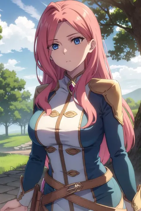 eclairseaetto, <lora:eclair seaetto s2s3-lora-nochekaiser:1>,
eclair seaetto, pink hair, long hair, blue eyes,
BREAK boots, belt, pants, uniform, uniform, military uniform,
BREAK outdoors, forest, nature, sun, sky, clouds, trees,
BREAK looking at viewer, (cowboy shot:1.5),
BREAK <lyco:GoodHands-beta2:1>, (masterpiece:1.2), best quality, high resolution, unity 8k wallpaper, (illustration:0.8), (beautiful detailed eyes:1.6), extremely detailed face, perfect lighting, extremely detailed CG, (perfect hands, perfect anatomy),