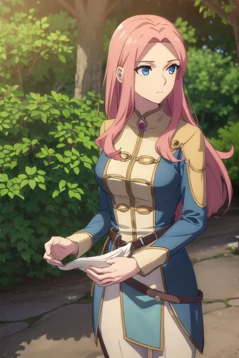 eclairseaetto, <lora:eclair seaetto s2s3-lora-nochekaiser:1>,
eclair seaetto, pink hair, long hair, blue eyes, (parted bangs:1.5),
BREAK boots, belt, pants, uniform, uniform, military uniform,
BREAK outdoors, forest, nature, sun, sky, clouds, trees,
BREAK looking at viewer, (cowboy shot:1.5),
BREAK <lyco:GoodHands-beta2:1>, (masterpiece:1.2), best quality, high resolution, unity 8k wallpaper, (illustration:0.8), (beautiful detailed eyes:1.6), extremely detailed face, perfect lighting, extremely detailed CG, (perfect hands, perfect anatomy),