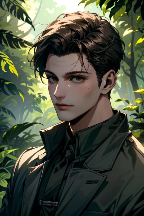 ((ultra detailed, masterpiece, absurdres))
 <lora:DBHConnor:0.8>
DBHConnor, 1boy, short hair, brown hair, in a lush green forest, dappled sunlight filtering through the trees