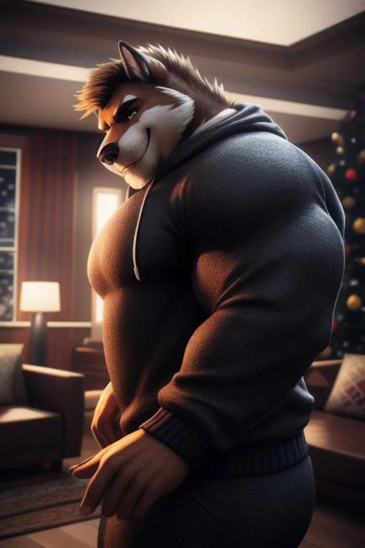 bara, very handsome european strong and manly dark blond bodybuilder with thick muscles with a handsome smile wearing Retro-style sweatshirt at a christmas night in the living room with snow falling outside the window, dynamic romantic situation,
ultra realistic, concept art, intricate details, highly detailed, photorealistic, octane render, 8k, unreal engine, sharp focus, volumetric lighting unreal engine