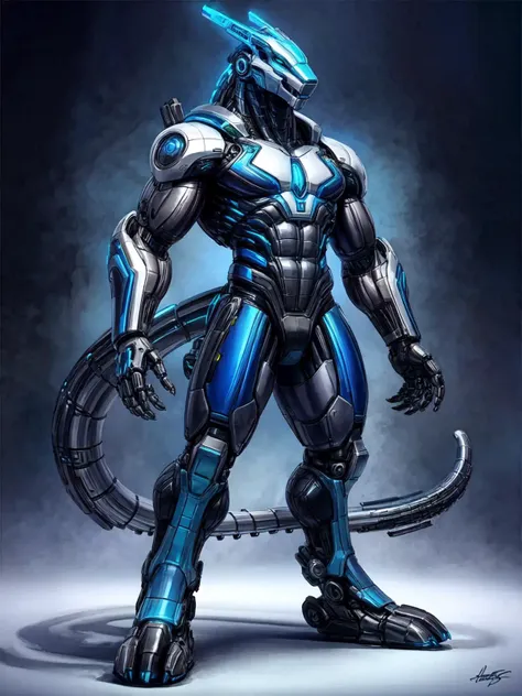 biomechanical style handsome furry anthro man, manly, lean body, (solo), portrait, full body, . blend of organic and mechanical elements, futuristic, cybernetic, detailed, intricate