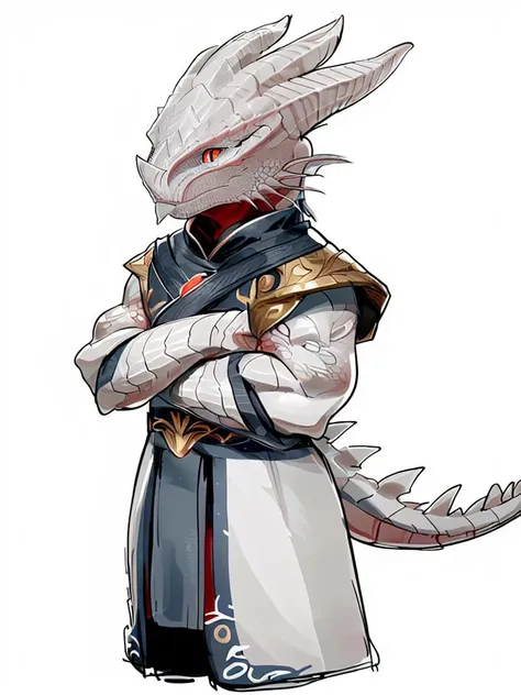 masterpiece, perfect anatomy,
by yupa, by chung0 0,
chibi, cute, 3 heads, smaller male, solo focus,
thedarkurge, dragonborn \(dnd\), white dragon,
white scales, red eyes, slit pupils, mage robe,
glistening eyes, simple background, white background,
<lora:thedarkurge_v1:1>