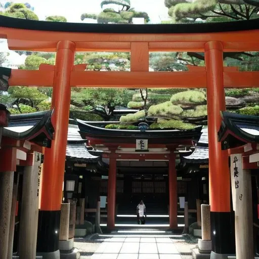 perfect face a large wooden gate, framing, perfect framing, centered torii gate, japanese temple, heavens gate, shinto shrine, in ancient japan, japanese shrine, near a japanese shrine, japanese temples, inari shrine, keyframe, center framing, inspired by Torii Kiyonobu I, lion's gate, heaven gate, itsuko azuma