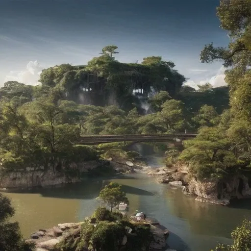 masterpiece, uhd, 8k , canon 5dFloating Islands: A serene scene of floating islands in the sky, interconnected by futuristic bridges and surrounded by levitating gardens and waterfalls.