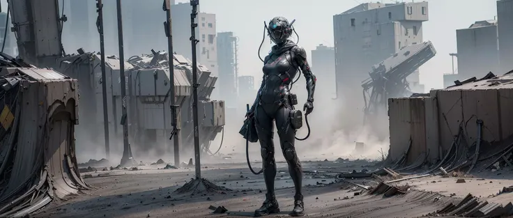 (8k, RAW photo, best quality, masterpiece:1.2), (realistic, photo-realistic:1.4), ultra-detailed,1girl, in the middle of battle field, dusty, serious graphics, full body, <lora:cyberhelmetWearable_cyberhelmetv02:0.8>,cyberpunk, cyberhelmet, full of battle gear, <lora:oc_v10:0.4>,hiding behind another, <lora:techpunkMaskWearable_v05:0.1>, mask on,
