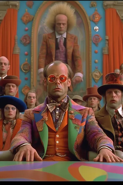 <lora:Terry Gilliam Style:1>Terry Gilliam Style - In this Midjourney film still, Terry Gilliam presents a riotously funny courtroom moment. The shot captures a dashing criminal sporting a Gucci outfit, stealing the spotlight with his charm and impeccable style. The courtroom setting is a visual feast, bursting with vivid colors, bizarre props, and exaggerated details, characteristic of Gilliam's distinctive visual storytelling. The atmosphere exudes an air of controlled chaos, while the plot centers around the criminal's flamboyant antics, leaving both the audience and the judge perplexed. This scene's mood is whimsical and light-hearted, inviting laughter and showcasing Gilliam's unique blend of satire and absurdity.film still,Photorealistic