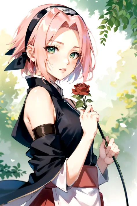 ((sakuraharuno, sakura haruno, (green eyes), hairband, short hair, pink hair)), <lora:sakuraharunotest-000010_2:0.8>, ((best quality)), ((masterpiece)), (detailed)