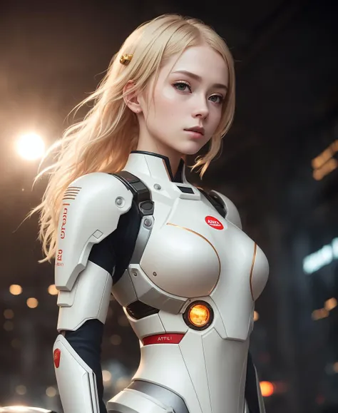 an award winning photograph of the most beautiful woman in the world, detailed, Photorealism, beautiful [Asuka Langley] wearing scifi armor, beautiful portrait, trendy short white hair, trending on artstation, detailed and realistic portrait of ((p-eliselaurenne)), round eyes and short messy hair shot outside wearing scifi armor, chapped lips, soft natural lighting, photography, magical photography, dramatic lighting, ultra-detailed, intimate composition, Leica 50mm,