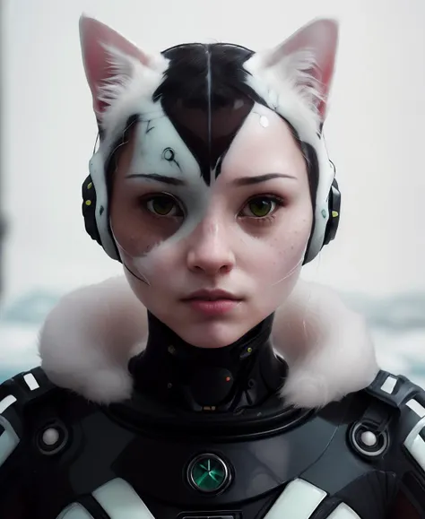 coulchat, raw candid cinema photography portrait, a woman cat, (photo in Arctic research station:1.2) Central American Jade Nephrite Nickel Vacation Dadcore android, by Syd Mead, ultra realistic textured skin, skin pores, hard focus, film grain, photographed with a Sony a7 III Mirrorless Camera, by photographer (sienna:1.2) <lora:epiNoiseoffset_v2:0.2> <lora:lora_coulchatV3:0.5> <lora:extra_ld126:0.2>