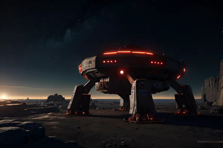 CGI of a futuristic autonomous mining drone from the year 2734, asteroid belt, predominantly grey, art by spacegoose, Thea render, cryengine