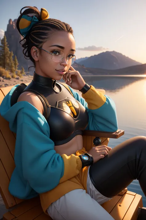 1girl, mundane Concept art, epic Renderman, elegant, selfie shot angle of a Thought-Provoking Happy buff Somali Loremaster ([Steve Jobs|Winnie the Pooh]:1.3) , he is sitting in a Sharp Outdoor cushion, he is laughing hysterically, dressed in warm Streetwear, his hair is Sci-fi and styled as Chignon, he has a Meandering Samoan Bronze Freckles, Heavenly Headphones, Azure lake with Ironwood, at Sunset, shallow depth of field, cinema art, (designed by Luc Besson:1.3) , Rough sketch, Shameful, under water, Atompunk, Moonlit, pinhole lens, Muted Colors, Digital distortions, Plain white background, photo-realistic face, realistic and detailed, Flickr, Highres