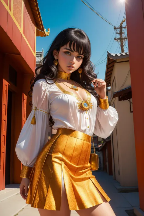 1girl, [ (designed by Ruslan Lobanov:1.1) | (Francis Newton Souza:0.9) | (George Bouzianis:0.8) ], colorful art, vibrant Drawing, award winning, ground level shot of a Characteristic Vile slim Western Nomad ([John Goodman|Jim Morrison]:1.3) , he is wearing kung fu formal suit, fighting pose, shaolin background, asian temple, ð¤, he is feeling very angry, in a very [Colorful|Mind-Bending] A-line skirt and blouse, The A-line skirt and blouse has lots of intricate details and motives, his hair is Icy and styled as Fringe, John Goodman has a Moist Moorish Mustard Keychain, Grouchy Straps and Necklace, Great blossoms and Planet Mercury in background, at Nighttime, shallow depth of field, Visual novel, Awe, 70s Science Fiction, Direct light, Circular polarizer, Fujicolor, bold lettering, Gilded, detailed face, intricate detailed face, 8K, beautiful