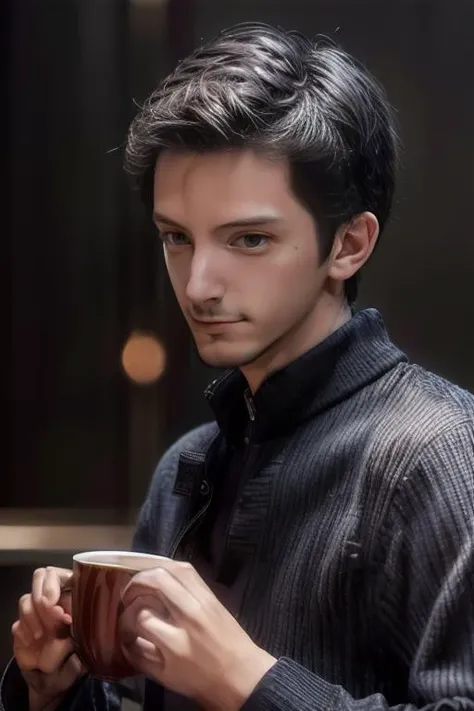 ((masterpiece)),((bestquality)),8k,high detailed,ultra-detailed,depth of field,wide angle,1boy,<lora:Bruno_Lora:1>,bruno,model,adult,tall,Tyndall  effect,glowing  neon  lights,zoomed out,looking at viewer,
handsome_face,real skin texture,male focus,solo,finely sculpted hands,straight hair,Short_hair,looking at another,zoomed in,sleeves_past_fingers,
sad,indian  style,holding  cup,thick  eyebrows,(beard),realistic,<lora:add_detail:1>,<lora:muscle_slider_v1:-0.25>,<lora:weight_slider_v2:-0.25>,