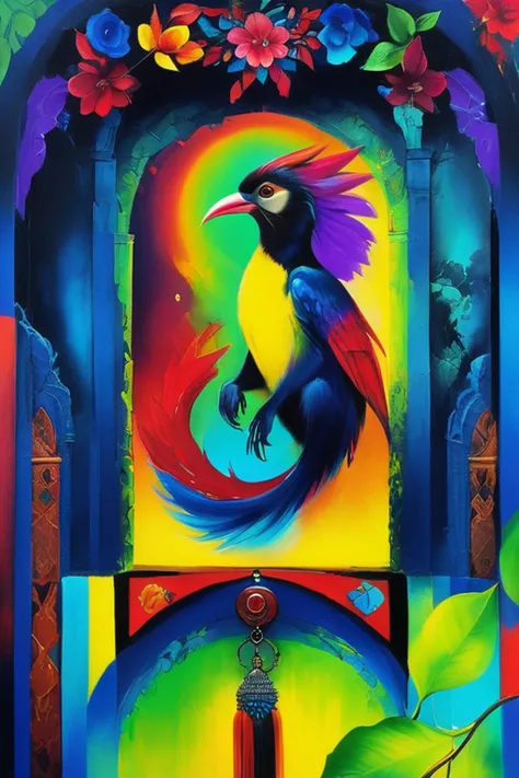 Vibrant colours, rococopunk, fibonacci, zentangle, Bold Brush Strokes, Strong Symbolic Imagery.
Deeply Personal, Reflective of Emotional and Physical Struggles.
Mexican Culture, Folklore, Surrealism.
Highly Emotional Depictions of Pain, Suffering, and the Human condition.
Symbolism of The Monkey and the Humming Bird, Symbols of Hope and Duality.