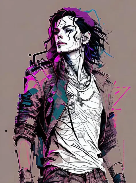 nvinpunk style, michael jackson, highly detailed