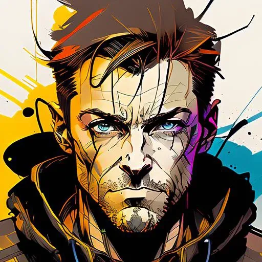 nvinkpunk, painting of wolverine, Hugh Jackman, high quality, fighting