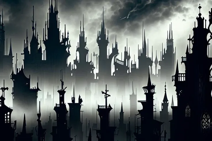 aerial view (from above) of a GothicPunkAI cityscape, a massive sprawling City, neogothic, baroque, detailed, intricate, Necromunda Hive world, spires, <lora:GothicPunkAI:1.0>, best quality