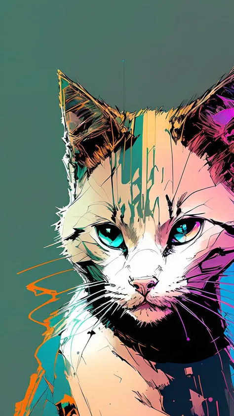 nvinkpunk,a cat , closeup, <lora:zoom_slider_v1:-5>, (front view)