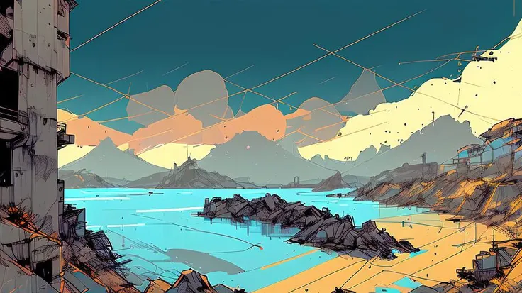 nvinkpunk,sea, beach ,clouds, dawn, <lora:zoom_slider_v1:-5>