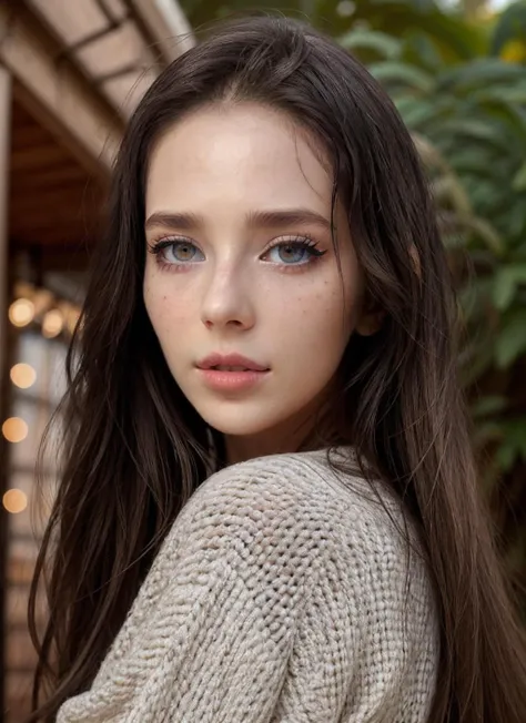 RAW Photo, professional color graded, BREAK portrait photograph of girl Re1slin, long hair, wearing sweater, bokeh lights, sharp focus, HDR, 8K resolution, intricate detail, sophisticated detail, depth of field, analogue RAW DSLR, photorealistic, looking at viewer, <lora:detailed_eye:0.8>, <lora:Re1slin:0.75>, <lora:quickfix:1>