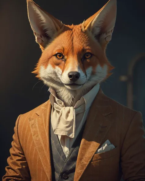 portrait of anthro male fox, brown suit, <lyco:GPTS3 animals_258424:1>,
interlaced, dramatic lighting, masterpiece, best quality, photorealistic, hyperrealistic