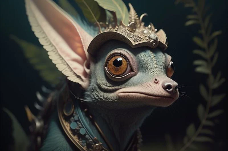 chibi,illustration of a little magical cute forest creature. The creature IS holding a branch, fantasy art, intricate details, style Jean - Baptiste Monge, style Alan Lee, anthropomorphic creature, scene from a , dramatic shot angle, atmospheric particles, Real, raw cinematic photorealism, action portrait, detailed, centered, <lora:KatanaOneHandV5:0.8>, <lora:Fancy animal portraits v2:1>
