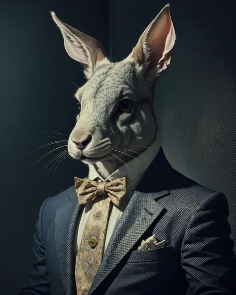 portrait of anthro male (grey  rabbit:1), black suit,  <lyco:GPTS3 animals_258424:1>, 
interlaced, dramatic lighting, masterpiece, best quality, photorealistic, hyperrealistic