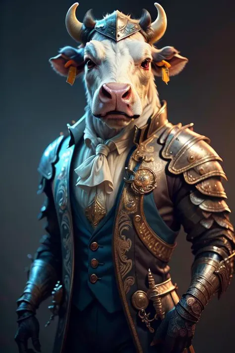 (((cow), detailed elegant clothing,detailed wool,4k wool armor with scratches, perfect composition, dynamic background, emphasis on open mouth, grin
,  suit<lyco:GPTS3 animals_258424:1.0>)), CGI, Realism, Denoise, De-Noise, Tone Mapping, Ambient Occlusion, VFX, FXAA, TXAA, RTX, SSAO, Shaders, Natural Lighting, high details, detailed and intricate, intricate details, high intricate details, absurd amount of details, ((high quality:1.2, masterpiece:1.2)), absurdres, high resolution, (8k resolution), 8k, 8kres, 8k res, super resolution, ultra hd, megapixel, ((upper body:1.2)), portrait, Close Up, , Deep Focus, Eye Level Shot