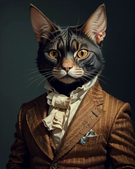 portrait of anthro male cat, brown suit,  <lyco:GPTS3 animals_258424:1>,
interlaced, dramatic lighting, masterpiece, best quality, photorealistic, hyperrealistic