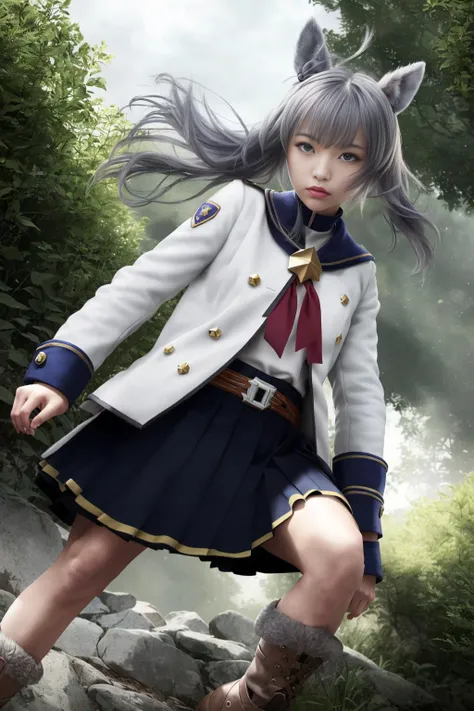((cinematic still shot)), ((cinematic photography)), ((HDR)), original, an extremely delicate and beautiful, intricate detail, dynamic, dynamic composition, dynamic angle
<lora:oguriCapUmamusume_v10:0.7>, oguri cap \(umamusume\), hair_ornament, navel, blue skirt, long sleeves, pleated skirt, sailor collar, red neckerchief, belt, black pantyhose, white jacket, white shirt, grey footwear, fur-trimmed boots