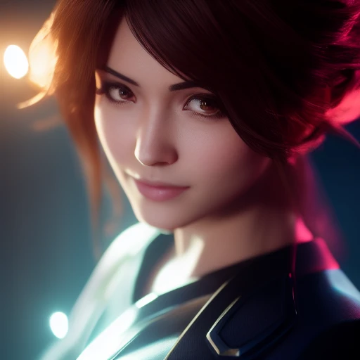 portrait, centered, sexy cute brunette woman, 3D, 3d art, 4k, 8 k artistic photography, award-winning photograph, trending on Artstation, Beautiful, 8k resolution, insanely detailed, Intricate, Behance, Cinematic, dramatic atmosphere, cinematic lighting, digital art, dramatic angle, Dramatic light by denis villeneuve, [mix style "pixar and artgerm and dreams work"], Elegant, ethereal lighting, octane render, dynamic lighting, digital painting, extreme plus resolution, fake detail, full image, full of details, global illumination, golden ratio, golden warm light, high contrast, high detail, high res, highly detailed, hyper detailed, intricate details, Masterpiece, perfect composition, photorealistic concept art, Professional, ray tracing, rich deep colors, Saturated, sharp focus, sharp lighting, soft natural volumetric cinematic perfect light, studio photo, studio quality, Stylize, super detail, Symmetry, trending on pixiv fanbox, ultra detail, ultra detailed, unreal engine 5, volumetric lighting
