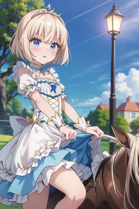 masterpiece, best quality,ultra detail, <lora:anmnr01:0.3> <lora:add_detail:0.5>,<lora:GoodHands-vanilla:0.8> petite,<lora:0005animemia:0.6>,animemia,(blouse,short pants,rideing horse,ranch)dressage