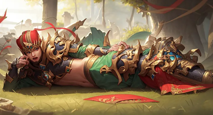 (masterpiece),best quality,Amazing,finely detail.Depth of field,beautiful detailed eyes,<lora:xusheng2-000016:0.9:MIDD>,on stomach, full body,
