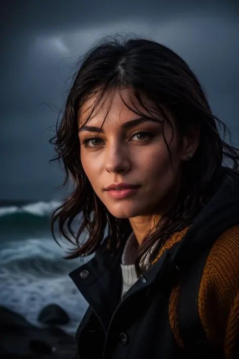DEN_minziwild_OF,
(portrait of a lighthouse keeper (walking on the rocks:1.2) on a dark (stormy night:1.2) wearing a yellow raincoat in the wind, (waves crashing:1.2) into the rocks, (storm:1.2), (wind swept:1.2), (gale:1.1), (tsunami:1.1), lighthouse, (night time:1.2), (wet rocks, rocks, rocky:1.2), (splashing waves:1.2), waves, (ocean spray:1.2), (lighthouse:1.1):1.2),
bokeh, f1.4, 40mm, photorealistic, raw, 8k, textured skin, skin pores, intricate details  <lora:epi_noiseoffset2:1>, epiCRealism