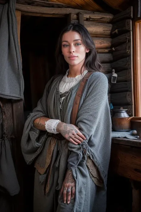DEN_minziwild_OF,
((dressed in rags:1.2) in a (shanty shack:1.1) made of wood and sticks, apothecary, (alchemy:1.1), witchdoctor, mystic, decaying, (rundown shack:1.2), (dark room:1.2), shanty shack, (wearing raggedy clothing:1.1), (rag clothes:1.2):1.2),
bokeh, f1.4, 40mm, photorealistic, raw, 8k, textured skin, skin pores, intricate details <lora:epi_noiseoffset2:1>, epiCRealism <lora:ClothingAdjuster3:-1>