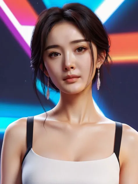 yangmi woman,best quality, highres, photo realistic , raw photo, beautiful clothes, 3d render, photorealism, hd, very detailed, volumetric, no blur, vibrant colors, by wlop or tominez, shinkai chen : james tian wlop ilya kuvshinov rolok high quality : elseca dauterman style 21st annual award winning photo real latest, crop top cute n, cute, illustration, art<lora:yangmi_XLB6e4_6-000018:0.6>