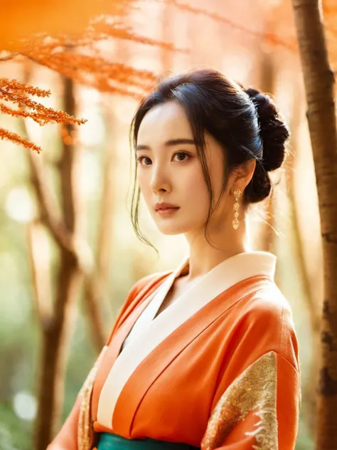 yangmi woman,fashion,high resolution,warm color palette, realistic bokeh, fantasy forest landscape, d & d, interesting shades, Ukai, bokeh key visual, Kyoto-Mitsume <lora:yangmi_XLL6e4_10:0.6>