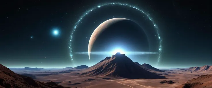 there is a dark energy based shimmer behind the layer of reality, while a Riemann Surface finds its placer on the holographic layer of Apollonian Circles , in front of a earthlike planet, in the sky, background, stable diffusion,
((photo raw)),