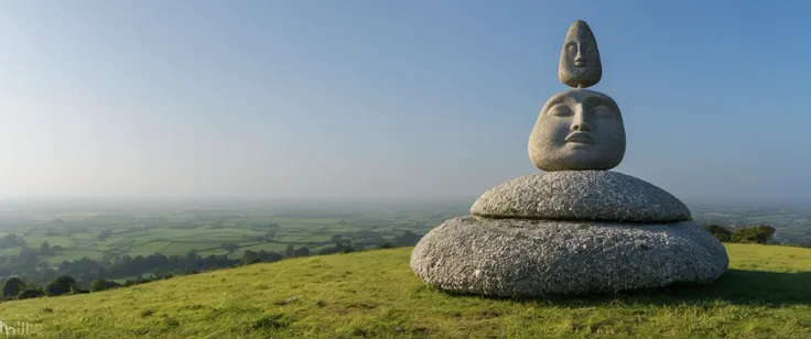 a hughe hill with a single large decorate stone sculpture , ,
photo raw, perfect eyes, perfect hands, perfect feets, <lora:add-detail-xl:1>,