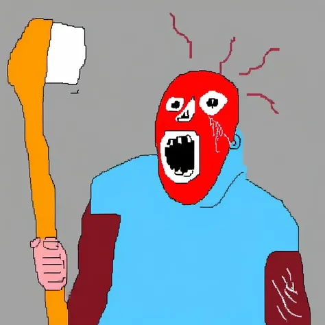 <lora:SDXL_MSPaint_Portrait:1>,mspaint,mspaint painting,a screaming man with an axe in his head,bad artist,bad art
