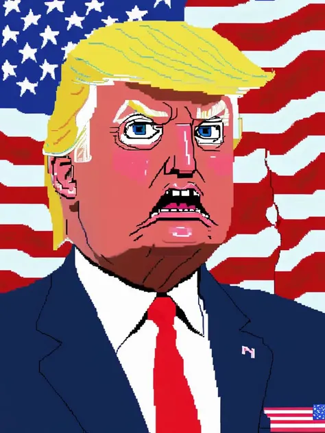 (bad quality, bad artist, low resolution, pixelated,limited palette),(Donald Trump:1.3),american flag,MSPaint portrait,MSPaint drawing,<lora:SDXL_MSPaint_Portrait:1>
