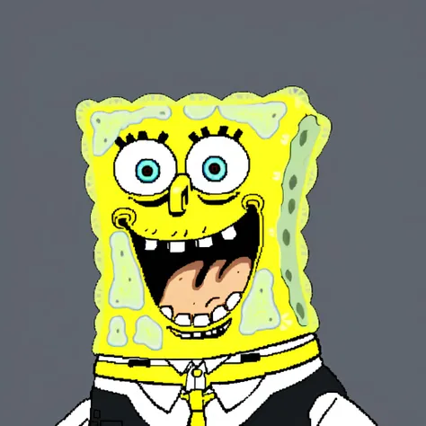 (Spongebob, funny meme lol), (bad MSPaint portrait, MSPaint drawing)
