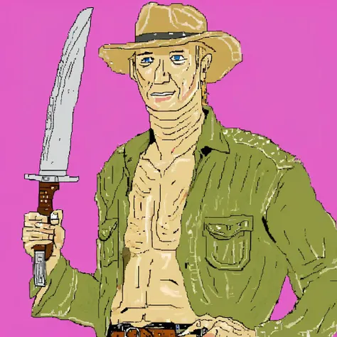 ms paint drawing of crocodile dundee with knife <lora:SDXL_MSPaint_Portrait:1>