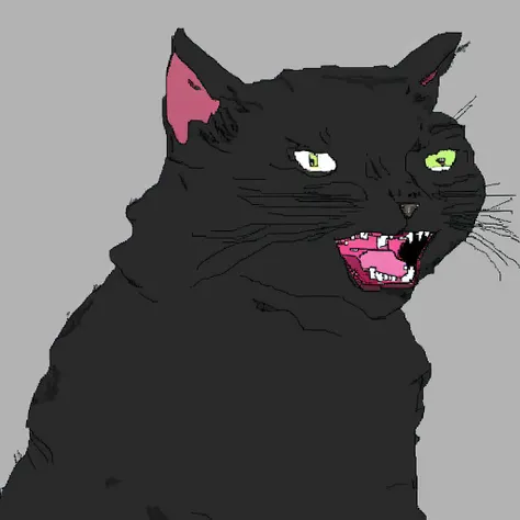 mspaint drawing of a black cat yawning,worst quality, bad quality, <lora:SDXL_MSPaint_Portrait:1>