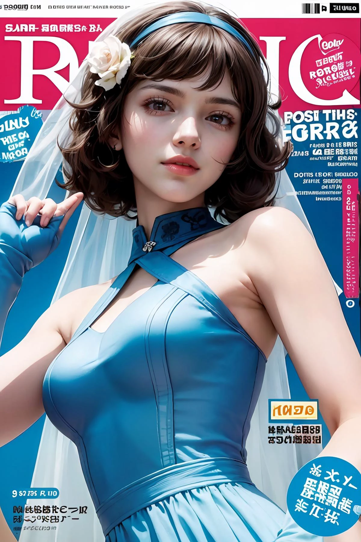8k high quality detailed,highres,anime,comic,detailed image,
(an illustration of a age girl posing,(an illustration of girl,teengirl)),(magazine_illustration),(magazine_sheet),
((, skp5,1girl,bangs,short curly hair,medium breasts),Reassuring Smile:0.85),detailed_face,realistic_skin_texture,
((practicing Martial arts):0.8),
((, bridal,flower, bare shoulders,blue gloves,blue bridal veil, rose):0.9),realistic clothing texture,<lora:skp5-guy-v2:0.7>,<lora:BlueBridal:0.7>