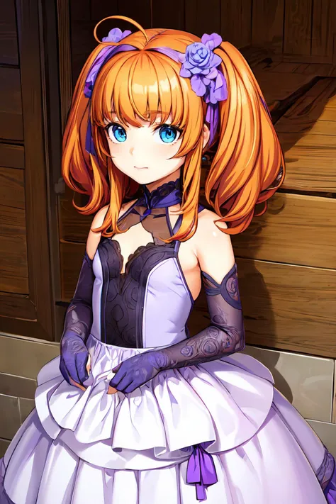 masterpiece,8k high quality detailed,highres,anime,comic,magazine_illustration \(girl\),,detailed image,
(an illustration of a teenage girl posing,an illustration of girl,teenage girl,magazine_sheet),
(, (petite:1.2),female child,Mikagami Ui,ahoge,long hair,orange hair,twintails,hair flower,yellow flower,bangs,blue eyes,medium breasts),Soft Smile,detailed_face,
yoga,
((, bridal,flower, bare shoulders,purple gloves,purple bridal veil, rose):0.85),(,realistic clothing texture,realistic_skin_texture),<lora:velvia:0.6>,<lora:Mikagami Ui(ocr):0.65>,<lora:PurpleBridal:0.7>,<lora:more_details:0.3>