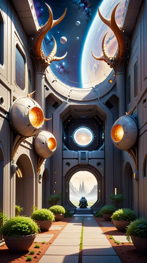 <lora:HornyfierXL:1>Hornyfier a courtyard in a space colony, with force fields instead of fences, (Masterpiece:1.3) (best quality:1.2) (high quality:1.1)