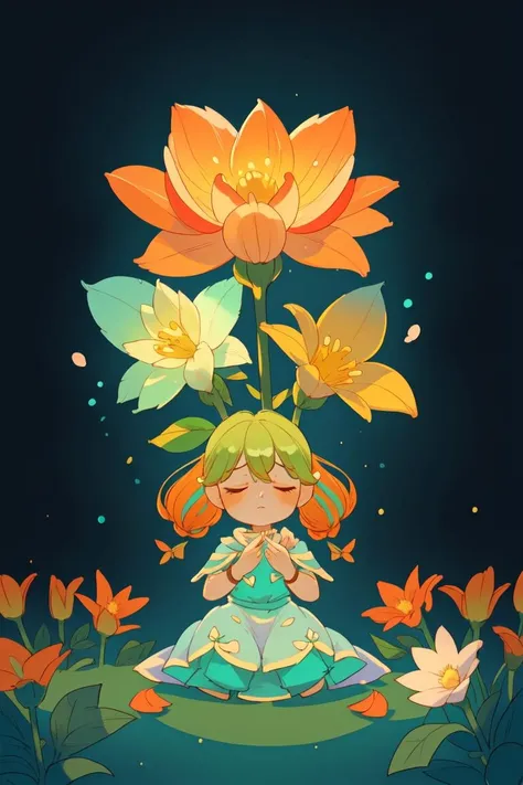 csrstyle, pinastyle, woman, flower dress, colorful, darl background, flower armor, green theme, exposure blend, medium shot, bokeh, (hdr:1.4), high contrast, (cinematic, teal and orange:0.85), (muted colors, dim colors, soothing tones:1.3), low saturation,