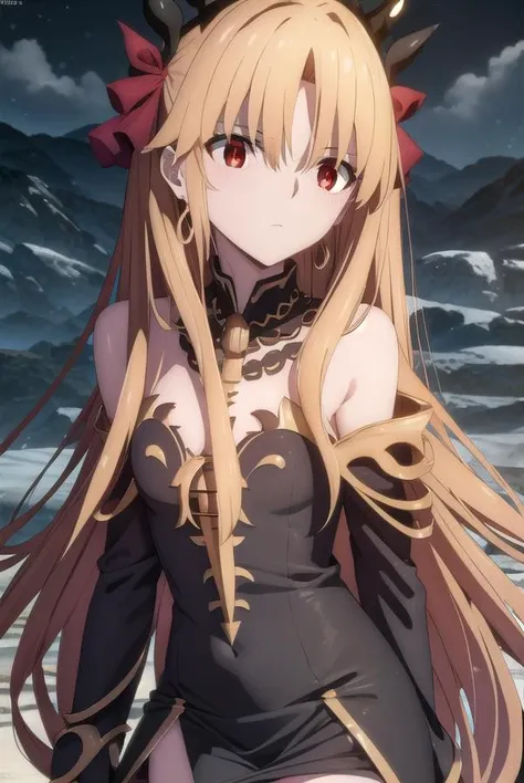 ereshkigal, <lora:ereshkigal babylonia-lora-nochekaiser:1>,
ereshkigal, ereshkigal \(fate\), long hair, blonde hair, very long hair, two side up, tiara, (red eyes:1.3), ribbon, hair ribbon, red ribbon, (parted bangs:1.5),
BREAK thighhighs, dress, jewelry, earrings, black dress, single thighhigh, asymmetrical legwear, uneven legwear, single sleeve, spine,
BREAK outdoors, desert, sky, sun, clouds,
BREAK looking at viewer, (cowboy shot:1.5),
BREAK <lyco:GoodHands-beta2:1>, (masterpiece:1.2), best quality, high resolution, unity 8k wallpaper, (illustration:0.8), (beautiful detailed eyes:1.6), extremely detailed face, perfect lighting, extremely detailed CG, (perfect hands, perfect anatomy),